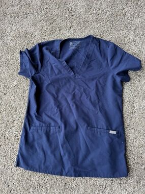 Figs Navy Blue V-Neck Medical Scrub Top